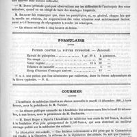 0859 - Page 851 - Académies et sociétés savantes. Société de médecine de Paris. Séance du 28 novembre 1891 / Formulaire. Potion contre la fièvre typhoïde. - Jaccoud / Courrier / La législation des aliénés / Conseil d'hygiène et de salubrité de la Seine