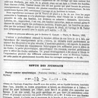 0869 - Page 861 - Revue des cliniques. Traitement de la fièvre typhoïde chez les enfants, par M. Jules Simon / Bibliothèque. Précis de botanique médicale, par M. L. Trabut. - Masson, 1891 / Précis de zoologie médicale, par le Docteur G. Carlet. - Paris, G. Masson, 1892 / Revue des journaux. Pental comme anesthésique. (Nouveaux remèdes)