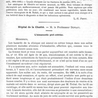 0007 - Page 3 - Bulletin. Mort de M. le Professeur A. Richet [L.-H. Petit] / Hôpital de la Charité. - M. le Professeur Duplay. L'hématocèle péri-utérine