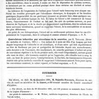 0026 - Page 22 - Revue des journaux. Influence de l'alcool sur l'organisme infantile, par R. Demme. (Revue des maladies de l'enfance, 1891) / Convulsions infantiles par alcoolisme de la nourrice, par E. Toulouse. (Revue des maladies de l'enfance, 1891) / Courrier