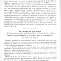 0030 - Page 26 - Bulletin / De l'influence des bains de mer et de l'atmosphère marine sur la tuberculose cérébrale chez les enfants. Note lue à la Société de médecine de Paris, dans la séance du 14 novembre 1891, par le Docteur J. Dubrisay / Feuilleton. Causerie