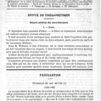 0041 - Page 37 - Comité de rédaction / Sommaire / Revue de thérapeutique. Emploi médical des anesthésiques / Feuilleton. Sydenham et son oeuvre (1624-1689)