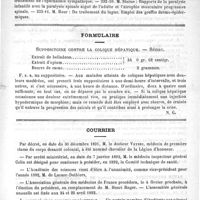 0051 - Page 47 - Thèses soutenues à la Faculté de médecine de Nancy pendant l'année scolaire 1890-1891 / Formulaire. Suppositoire contre la colique hépatique. - Sénac / Courrier / La limite d'âge du concours de l'internat
