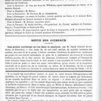 0056 - Page 52 - Bulletin. La conférence de Venise / Revue des journaux. Une artère vertébrale en vue dans le pharynx, par M. Gellé (Journal de médecine de Bruxelles) / Feuilleton. Sydenham et son oeuvre (1624-1689)