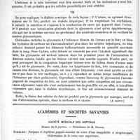 0074 - Page 70 - Revue de médecine. Les glycosuries toxiques (A suivre) / Académies et sociétés savantes. Société médicale des hôpitaux. Séance du 8 janvier