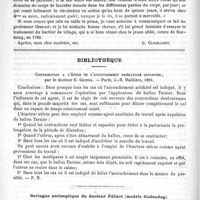 0084 - Page 80 - Correspondance / Bibliothèque. Contribution à l'étude de l'accouchement prématuré artificiel, par le Docteur E. Grinda. - Paris, J.-B. Baillière, 1891 / Seringue antiseptique du Docteur Félizet (modèle Gudendag)