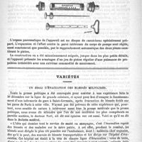 0085 - Page 81 - Seringue antiseptique du Docteur Félizet (modèle Gudendag) / Variétés. Un essai d'évacuation des blessés militaires