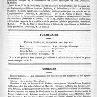 0087 - Page 83 - Faculté de médecine de Paris. Thèses de doctorat soutenues pendant l'année 1891-1892 (mois de novembre) / Formulaire. Potion contre la pneumonie des enfants / Courrier. Légion d'honneur