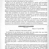 0094 - Page 90 - Purpura et érythème papulo-noueux au cours d'une amygdalite à streptocoques. - Discussion pathogénique, par MM. P. Le Gendre..., et Paul Claisse... / Correspondance / Feuilleton. Ricord. Discours prononcé à la séance annuelle de la Société de chirurgie, par M. Ch. Monod...