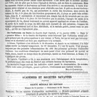 0121 - Page 117 - Revue des journaux. Journaux italiens. Extraction d'une épingle à cheveux de la vessie d'une dame avec un tire-bouchon, par le Docteur Caldani (in Gazetta degli Ospitali, n° 90, novembre 1891) / De l'influenza en Italie (in Gazetta degli Ospitali, n° 11, janvier 1892) / Académies et sociétés savantes. Société médicale des hôpitaux. Séance du 14 janvier