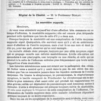 0149 - Page 145 - Comité de rédaction / Sommaire / Hôpital de la Charité. - M. le Professeur Duplay. - La mastoïdite suppurée