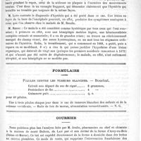 0171 - Page 167 - Académies et sociétés savantes. Société médicale des hôpitaux. Séance du 29 janvier / Formulaire. Pilules contre les tumeurs blanches. - Bouchut / Courrier / Exercice illégal de la médecine par les opticiens