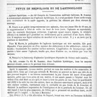 0176 - Page 172 - Mort de M. Hippolyte Bourdon / Revue de rhinologie et de laryngologie. Aphonie hystérique / Feuilleton. Causerie.