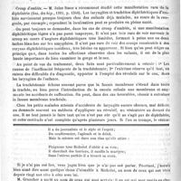 0178 - Page 174 - Revue de rhinologie et de laryngologie. Un cas de laryngite striduleuse guéri par la dilatation forcée du larynx / Croup d'emblée / Feuilleton. Causerie.