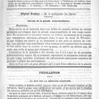 0185 - Page 181 - Comité de rédaction / Sommaire / Hôpital Necker. - M. le Professeur Le Dentu. Calculs de la glande sous-maxillaire / Feuilleton. Un mot sur la médecine militaire