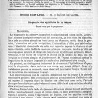 0197 - Page 193 - Comité de rédaction / Sommaire / Hôpital Saint-Louis. - M. le Docteur Du Castel. Diagnostic des syphilides de la langue. Leçon revue par le professeur