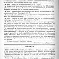 0220 - Page 216 - Académies et sociétés savantes. Société de médecine de Paris. Séance du 23 janvier 1892 / Courrier / Hôpital des Enfants-Malades (149, rue de Sèvres) / Société de médecine de Paris