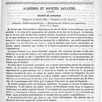 0229 - Page 225 - Revue des journaux. Des complications auriculaires de la grippe, par le Docteur Albespy. (Revue de laryngologie, 1891) / Académies et sociétés savantes. Société de chirurgie. Séance du 10 février 1892