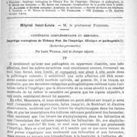0269 - Page 265 - Comité de rédaction / Sommaire / Hôpital Saint-Louis. - M. le Professeur Fournier. Conférence complémentaire du mercredi. Impétigo contagiosa de Tilbury Fox. De l'impétigo clinique et pathogénie. (Recherches personnelles), par Louis Wickham...