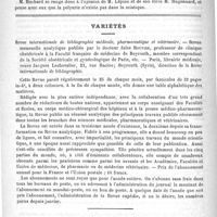0278 - Page 274 - Académies et sociétés savantes. Société médicale des hôpitaux. Séance du 19 février / Variétés. Revue internationale de bibliographie médicale, pharmaceutique et vétérinaire. - Revue mensuelle analytique publiée par le Docteur Jules Rouvier... - Paris, librairie médicale, veuve Jacques Lechevalier... ; Beyrouth (Syrie), direction de la Revue internationale de bibliographie / Thèses présentées et soutenues devant la Faculté de médecine et de pharmacie de Lyon pendant l'année scolaire 1891-92 (janvier)