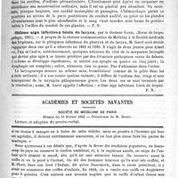 0287 - Page 283 - Revue des journaux. Contribution à l'étude des hémorrhagies névropathiques de l'oreille sans perforation de la membrane du tympan, par le Docteur Luc. (Revue de l'aryngologie, 1891) / Oedème aigu infectieux bénin du larynx, par le Docteur Garel. (Revue de laryngologie, 1891) / Académies et sociétés savantes. Société de médecine de Paris. Séance du 13 février 1892 / Feuilleton. Causerie