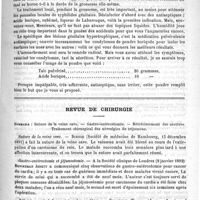 0299 - Page 295 - Revue des cliniques. La syphilis dans ses rapports avec la grossesse et l'accouchement (suite), par le Docteur V. Augagneur / Revue de chirurgie. Suture de la veine cave / Gastro-entérostomie et jéjunostomie / Rétrécissement inflammatoire des uretères / Remarques sur les différents procédés chirurgicaux employés pour soulager et guérir la névralgie du trijumeau, par V. Horsley (The British med. Journ., 1891, et Journ. de méd. de Bruxelles, 1891, p. 59)