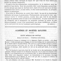0324 - Page 320 - Considérations sur la blennorrhagie, ses microbes et ses complications. - Traitement du rhumatisme blennorrhagique par les injections de sublimé. Par le Docteur Louis Jullien... (Section des maladies vénériennes et syphilitiques) (A suivre) / Académies et sociétés savantes. Société médicale des hôpitaux. Séance du 26 février
