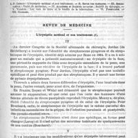 0329 - Page 325 - Comité de rédaction / Sommaire / Revue de médecine. L'érysipèle médical et son traitement (Munch. med. Woch., 1890, n° 7, p. 107) (Ann. Méd. Psych., juin 1891)