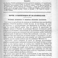 0365 - Page 361 - Comité de rédaction / Sommaire / Revue d'obstétrique et de gynécologie. Foramina mammaires et mamelons minuscules accessoires