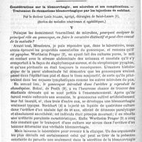 0368 - Page 364 - Revue d'obstétrique et de gynécologie. Foramina mammaires et mamelons minuscules accessoires [H. Stapfer] / Considérations sur la blennorrhagie, ses microbes et ses complications. - Traitement du rhumatisme blennorrhagique par les injections de sublimé. Par le Docteur Louis Jullien... (Section des maladies vénériennes et syphilitiques)