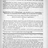 0393 - Page 389 - Bulletin. La ligue contre le cancer / Considérations sur la blennorrhagie, ses microbes et ses complications. - Traitement du rhumatisme blennorrhagique par les injections de sublimé. Par le Docteur Louis Jullien... (Section des maladies vénériennes et syphilitiques) / Feuilleton. Causerie