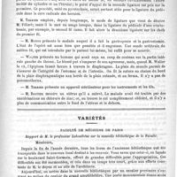 0411 - Page 407 - Académies et sociétés savantes. Société de chirurgie. Séance du 16 mars 1892 / Variétés. Faculté de médecine de Paris. Rapport de M. le Professeur Laboulbène sur la nouvelle bibliothèque de la Faculté