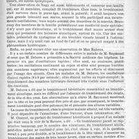 0415 - Page 411 - Hôpital Lariboisière. - M. le Docteur Raymond. Le tremblement essentiel héréditaire / Revue des cliniques. Erythème scarlatiniforme récidivant. - Congestion rénale d'origine réflexe, par M. le Professeur Jaccoud
