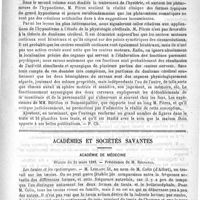 0421 - Page 417 - Bibliothèque. Leçons cliniques sur l'hystérie et l'hypnotisme faites à l'hôpital Saint-André de Bordeaux, par A. Pitres. - Paris, O. Doin, 1891 / Académies et sociétés savantes. Académie de médecine. Séance du 22 mars 1892