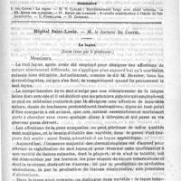 0437 - Page 433 - Comité de rédaction / Sommaire / Hôpital Saint-Louis. - M. le Docteur Du Castel. Le lupus. (Leçon revue par le Professeur)
