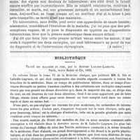 0467 - Page 463 - Sur l'appendicite vulgaire et la typhlite tuberculeuse, par L.-G. Richelot (A suivre) / Bibliothèque. Traité des maladies du foie, par le Docteur Labadie-Lagrave. Paris, veuve Babès et Compagnie, 1892