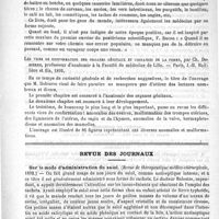 0481 - Page 477 - Bibliothèque. Les préjugés en médecine et en hygiène, par le Docteur Félix Brémond. Paris, J.-B. Baillière et fils, 1892 / Les vices de conformation des organes génitaux et urinaires de la femme, par Ch. Debierre... - Paris, J.-B. Baillière et fils, 1892 / Revue des journaux. Sur le mode d'administration du salol. (Revue de thérapeutique médico-chirurgicale, 1892)