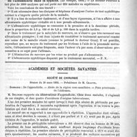 0482 - Page 478 - Revue des journaux. Sur le mode d'administration du salol. (Revue de thérapeutique médico-chirurgicale, 1892) / De l'albuminurie dans la syphilis. (La clinique, 1892) / Académies et sociétés savantes. Société de chirurgie. Séance du 30 mars 1892