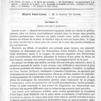 0485 - Page 481 - Comité de rédaction / Sommaire / Hôpital Saint-Louis. - M. le Docteur Du Castel. Le lupus. (Leçon revue par le Professeur)