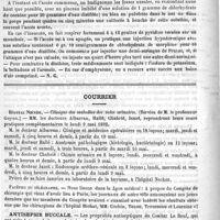 0580 - Page 576 - Revue des journaux. Journaux italiens. Théorie fécale du tétanos, par le Docteur Sormani. (In Annali dell' Instituto d'igiene della R. universita di Roma, vol. 1°, fasc. 3°. Il Morgagni, n° 11) / Formulaire. Traitement de l'astme. - Dieulafoy / Courrier. Hôpital Necker / Facéties du télégraphie