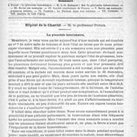 0581 - Page 577 - Comité de rédaction / Sommaire / Hôpital de la Charité. - M. le Professeur Potain. La pleurésie interlobaire