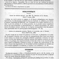 0603 - Page 599 - Association générale de prévoyance et de Secours mutuels des médecins de France. Trente-troisième Assemblée générale tenue à Paris, les 24 et 25 avril 1892... Deuxième séance / Bibliothèque. Album des centres nerveux, par MM. Ch. Debierre et E. Doumer. Paris, F. Alcan, 1892 / Agenda du pharmacien chimiste, manuel du praticien, par A. Bouriez. Paris, Rueff et Compagnie, 1892 / Courrier. Académie des sciences