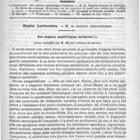 0617 - Page 613 - Comité de rédaction / Sommaire / Hôpital Lariboisière. - M. le Docteur Gouguenheim. Des angines syphilitiques tertiaires. Leçon recueillie par M. Hélary...