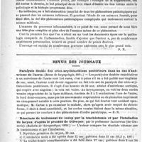 0649 - Page 645 - Bibliothèque. Leçons sur la pathologie comparée de l'inflammation, faites à l'Institut Pasteur en avril et mai 1891, par Elie Metchnikoff. - Paris, Masson, 1892 / Revue des journaux. Paralysie double des crico-arythénoïdiens postérieurs dans un cas d'anévrisme de l'aorte. (Revue de laryngologie, 1891) / Résultats du traitement du croup par la trachéotomie et par l'intubation du larynx, d'après le procédé de O'Dwyer, par le Professeur Jakubowski... (Bulletin de thérapeutique, 1891)