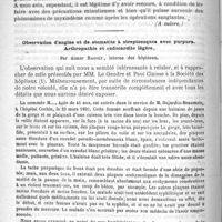 0656 - Page 652 - Hospice de la Salpêtrière. - M. le Docteur Joffroy. Traitement du goitre exophthalmique (A suivre) / Observation d'angine et de stomatite à streptocoques avec purpura. Arthropathie et endocardite légère, par Aimar Raoult...