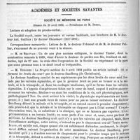 0674 - Page 670 - Revue de médecine. Le diabète / Académies et sociétés savantes. Société de médecine de Paris. Séance du 29 avril 1892