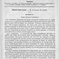 0713 - Page 709 - Comité de rédaction / Sommaire / Hôpital Saint-Louis. - M. le Docteur Du Castel. Le lupus. (Leçon revue par le Professeur)