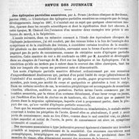 0842 - Page 838 - Bibliothèque. Des cystites non tuberculeuses chez la femme, par le Docteur Th. Reblaud. Paris, F. Alcan, 1892 / Revue des journaux. Des épilepsies partielles sensitives, par A. Pitres (Archives cliniques de Bordeaux, janvier 1892)