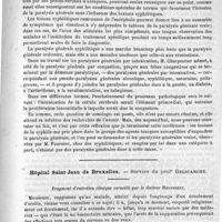 0875 - Page 871 - Revue des cliniques. Syphilis et paralysie générale, par M. le Docteur F. Raymond / Hôpital Saint-Jean de Bruxelles. - Service du profr Delstanche. Fragment d'entretien clinique recueilli par le Docteur Hennebert