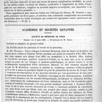 0878 - Page 874 - Revue des journaux. Les toiles d'araignée envisagées comme cause de tétanos. - Etude médico-légale et bactériologique, par Arrigo Tamassia et Fortuna Fraterni. (Ann. de psych. et d'hypnol., déc. 1891) / Académies et sociétés savantes. Société de médecine de Paris. Séance du 11 juin 1892